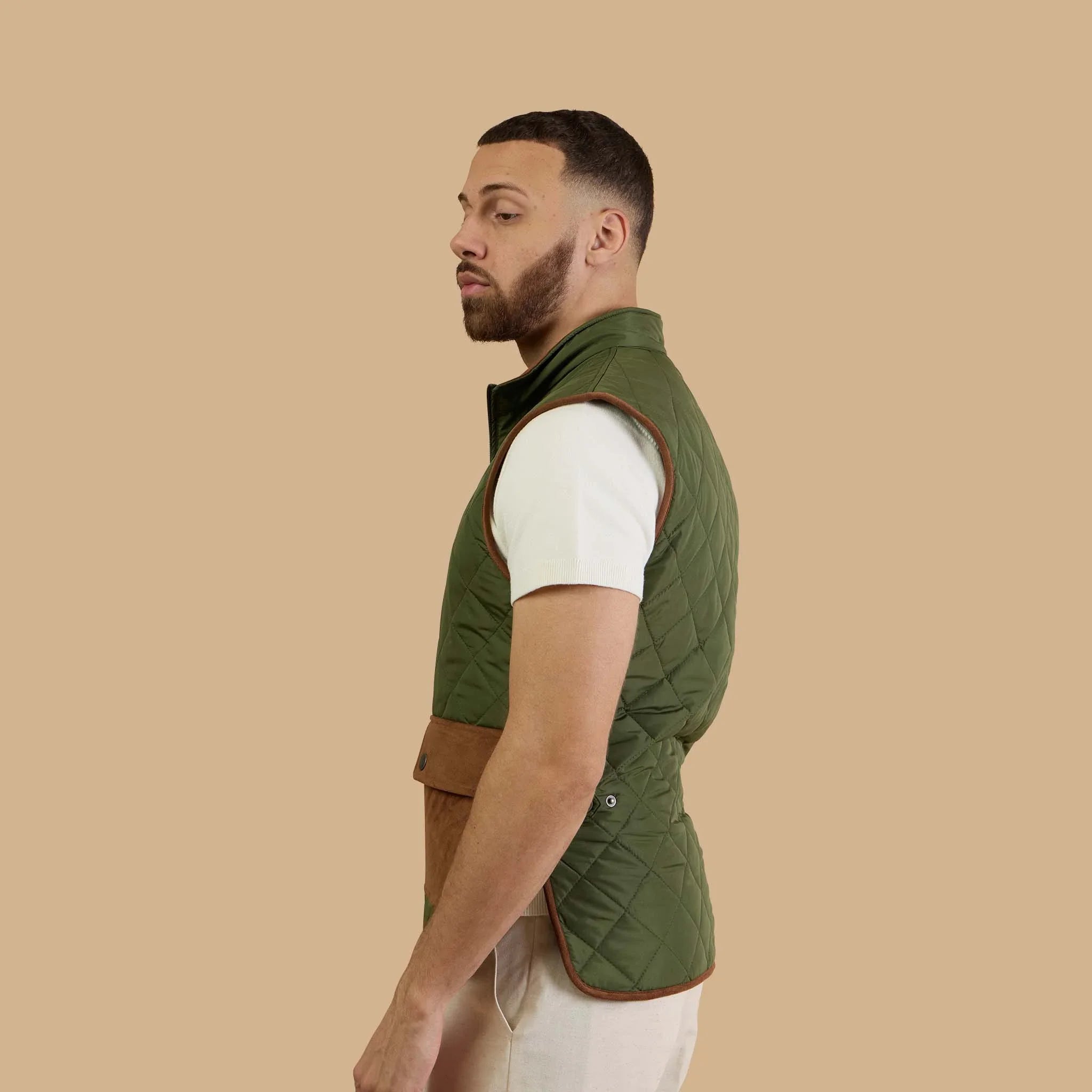 The Amari Vest in Moss