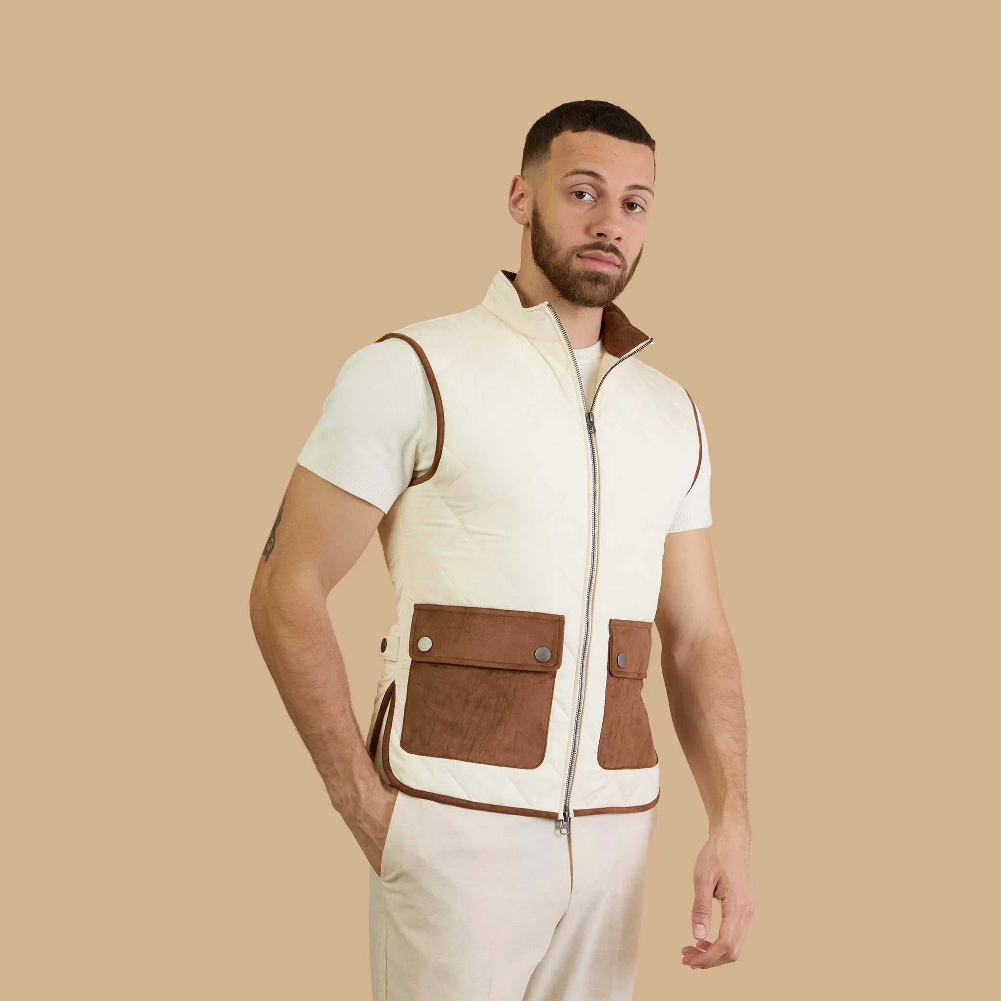 The Amari Vest in Cream